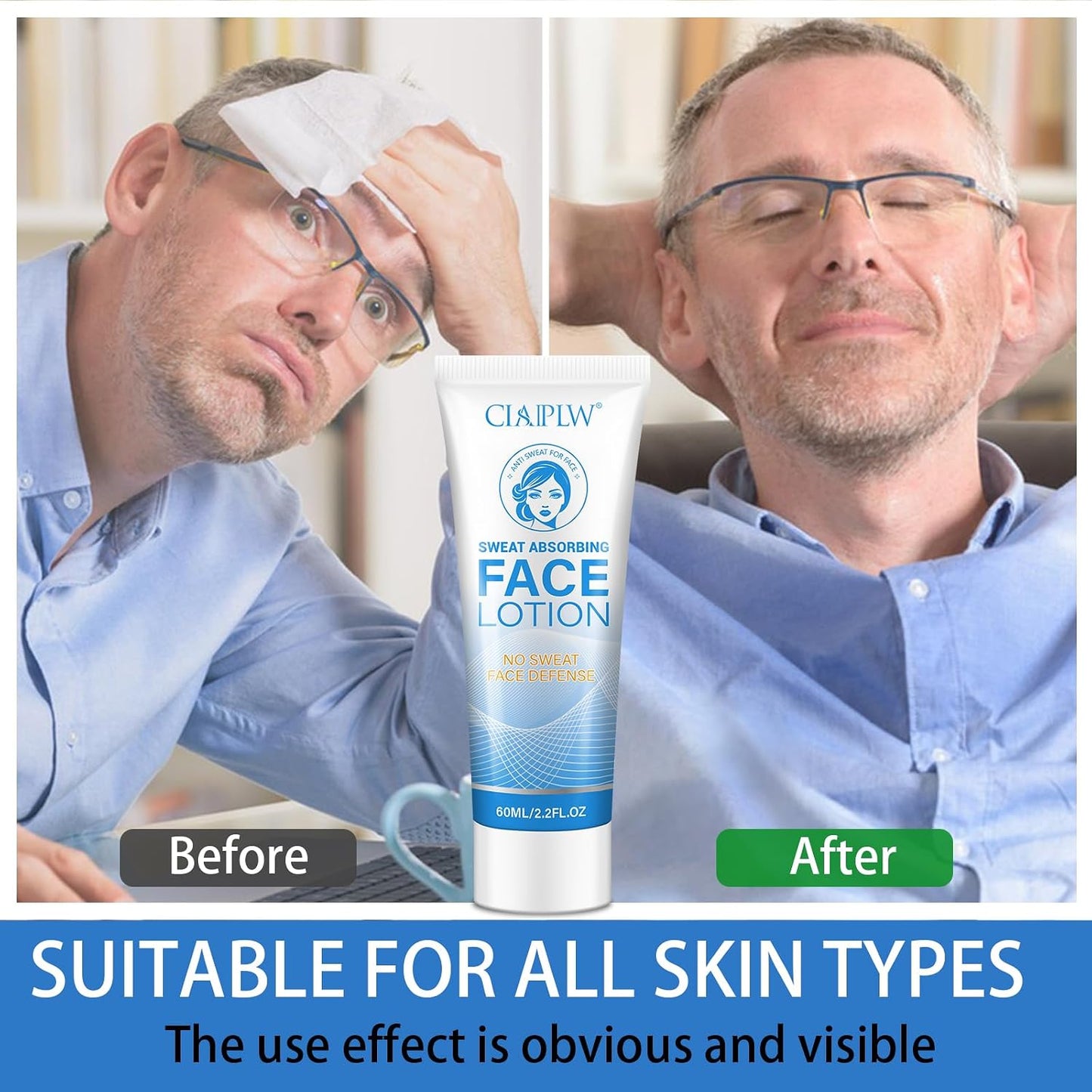 Sweat Absorbing Face Lotion, Antiperspirant for Face, Prevent Excess Facial Sweating and Facial Shining, Block Sweat and Oily Skin Control, Anti Sweat Cream For Women and Men, 60ml