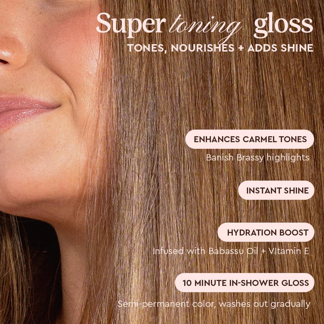 Glaze Supergloss Color Conditioning Gloss – Hydrating Semi-Permanent Colour Hair Gloss &amp; Shine Boost – Colour Depositing Mask - Vegan, Cruelty-Free – 190ml - Caramel Lights - Warm Caramel Toner