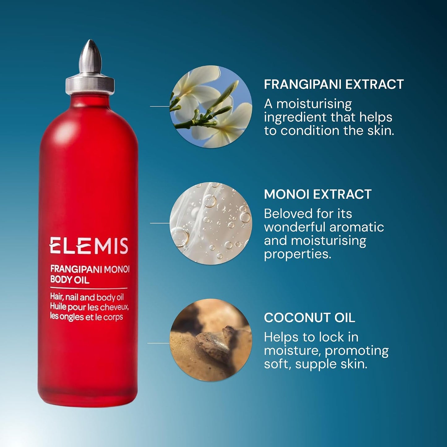 ELEMIS Body Oils 100ml – Frangipani Monoi, Japanese Camellia &amp; Cellutox Active Massage Oils – Ultra-Hydrating, Nourishing &amp; Relaxing Aromatherapy Oils for Skin Softening &amp; Detox