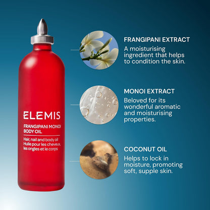 ELEMIS Body Oils 100ml – Frangipani Monoi, Japanese Camellia &amp; Cellutox Active Massage Oils – Ultra-Hydrating, Nourishing &amp; Relaxing Aromatherapy Oils for Skin Softening &amp; Detox