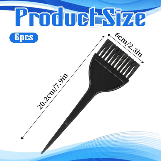 6 PCS Hair Dye Brush, Black Hair Color Brushes Reusable Tint Coloring Dying Brush Kit for Hairstylist Reusable Color-Tint Applicator Women Men Salon and Home DIY Dyeing