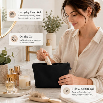 FAVORTALK Makeup Bag Travel Toiletry Organiser Women Men Make Up Storage Black Large Toiletry Bag with Waterproof Cosmetic Bag for Travel Vanity Shower Bathroom Gym Yoga -B0883