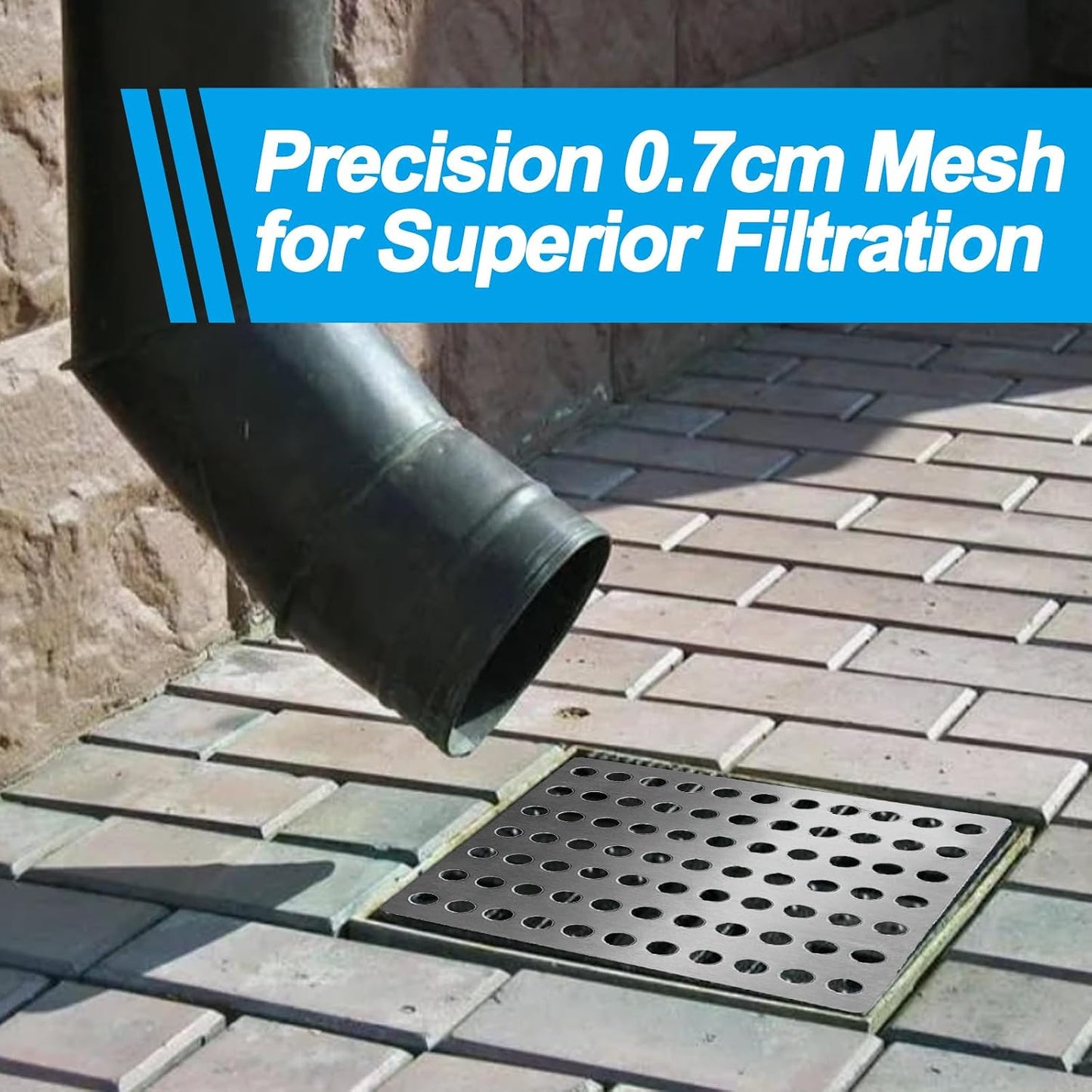 2 Pack Stainless Steel Drain Cover – 15x15cm Square Outdoor Drain Cover with 0.7cm Mesh Holes, Rustproof Drain Guard for Leaves &amp; Debris, Grid Covers for Outside Drains, Garden &amp; Shower Drainage
