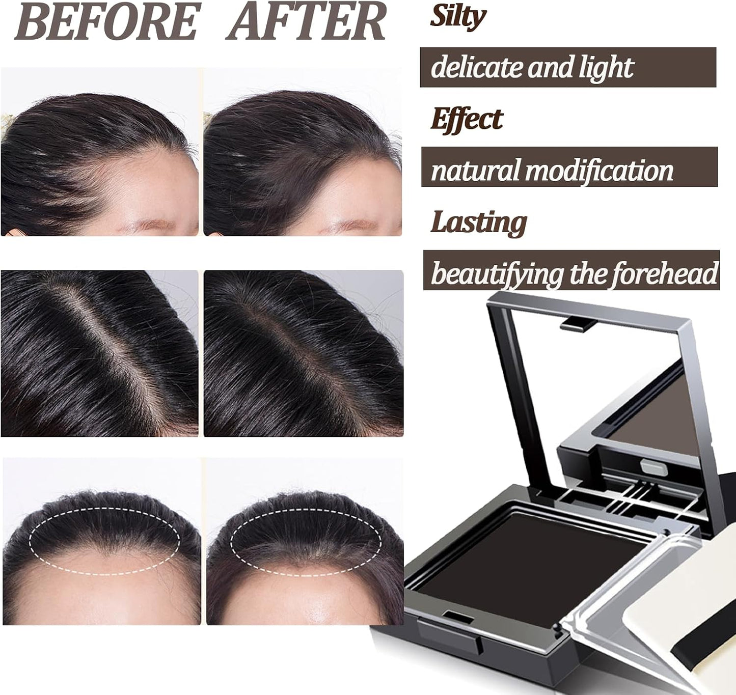 Instantly Hairline Shadow - Hairline Powder - Quick Cover Grey Hair in Hair Regrowth Treatments - Windproof Sweatproof Hair Touch-Up for Root Concealer - Long Lasting with Mirror &amp; Puff (Black)