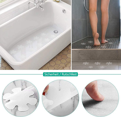 20 x Non-Slip Strips for Bathrooms, Non-Slip Stickers, Transparent Shower Tape for Bathrooms, Bathtubs, Stair Steps, Children's Pools - Flowers