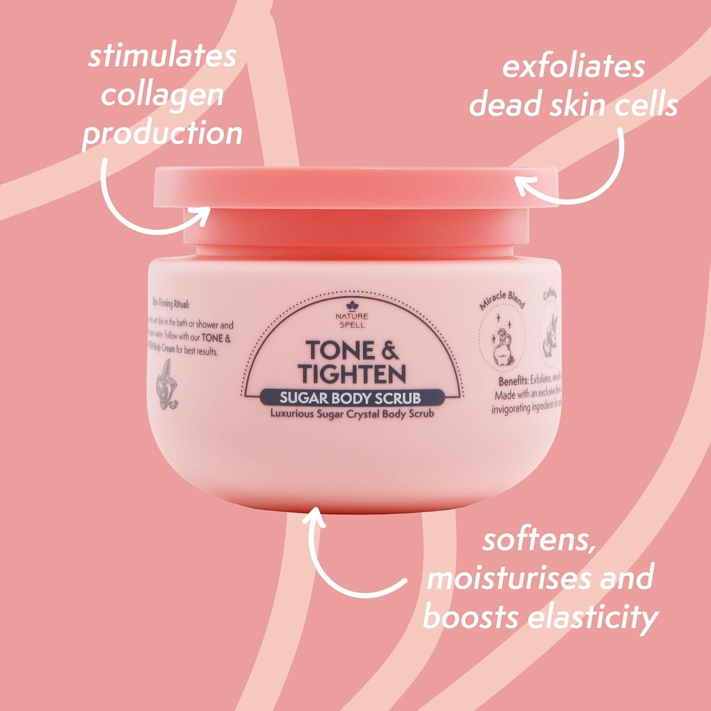 Nature Spell Tone &amp; Tighten Body Care Gift Set for Women, Vegan, Set of 3 | Body Wash, Sugar Scrub &amp; Cream with Hyaluronic Acid, Ginseng Extract &amp; Plant Collagen