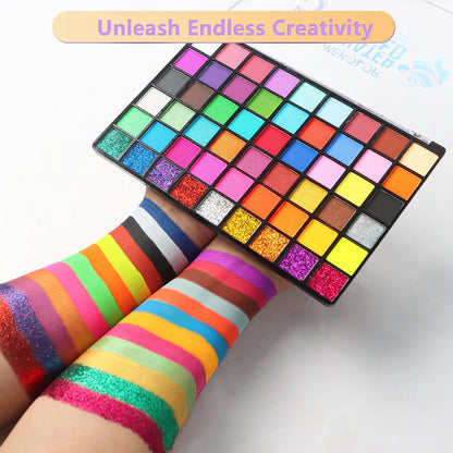 Face Painting Kit for Children, 54 Colors Face Paint With 10 Pcs Brushes,Body Paint,WashableSafe &amp; Non-Toxic Body Paint for Kids Adults Suitable for various festival makeup