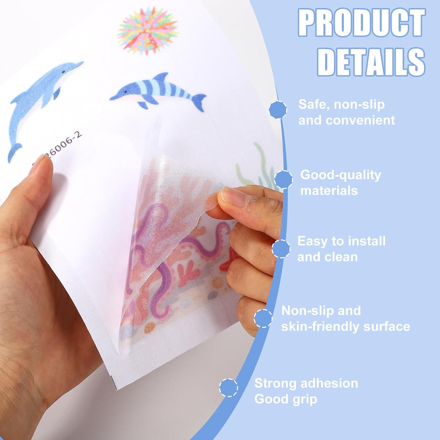 Lyreh 6pcs Sea Creatures Bathtub Grip Stickers, Non Slip Ocean Kids Bathtub Anti Clip Stickers Strong Adhesive Decals Creative and Cute Bathroom Decorations for Bath Tub and Shower Floor