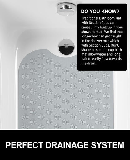Yolife No Suction Cup Bath Mat: 40x100CM Extra Long Bathmat│Perfect for Refinished or Ordinary Bath Tubs│Made of Nature Rubber│a Blessing for the Elderly and Children (Grey)