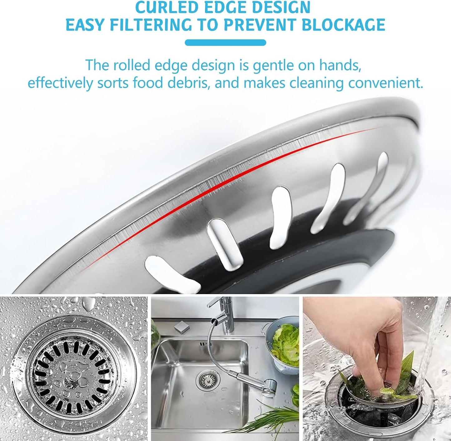 2 Pack Kitchen Sink Strainer, Stainless Steel Sink Plug Replacement, Sink Drain Stopper 3.15 Inch, Hole Diameter 80mm