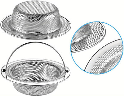 2 Pack Kitchen Sink Strainer with Lift-Up Handle, 11cm Stainless Steel Sink Sieve for 110mm Drain Hole, 1mm High-Density Perforated Basket Food Catcher, 3cm Deep Anti-Clogging Filter