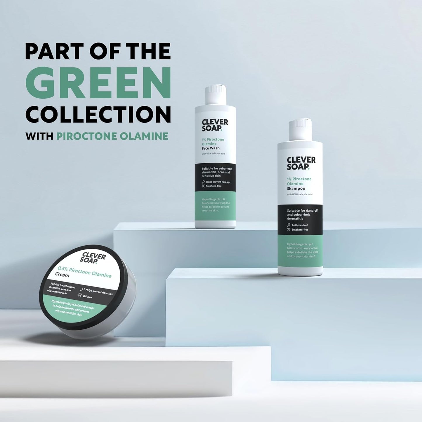Clever Soap 0.5% Piroctone Olamine Face &amp; Body Cream - Helps Prevent Flare-Ups - Suitable For Seborrheic Dermatitis, Psoriasis, Acne, Dry &amp; Oily, Sensitive Skin - Fragrance &amp; Oil Free, For Men &amp; Women