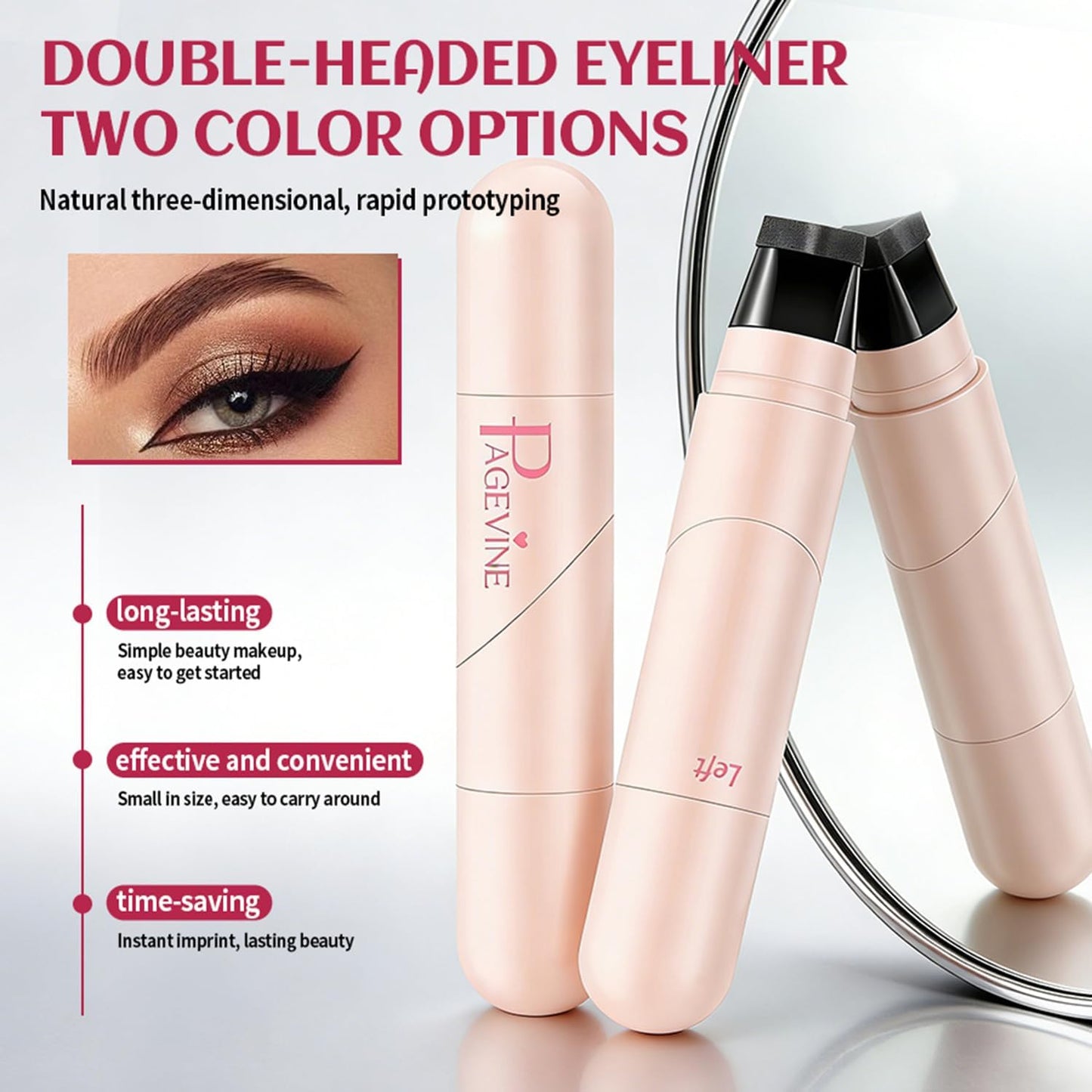 Dual Head Winged Eyeliner Stamp Pen with Left Right Wing Stamp | Black Liquid Eyeliner Smudge Proof Waterproof Long Lasting Quick Dry Eye Liner, Easy Cat Eye Makeup for Beginners