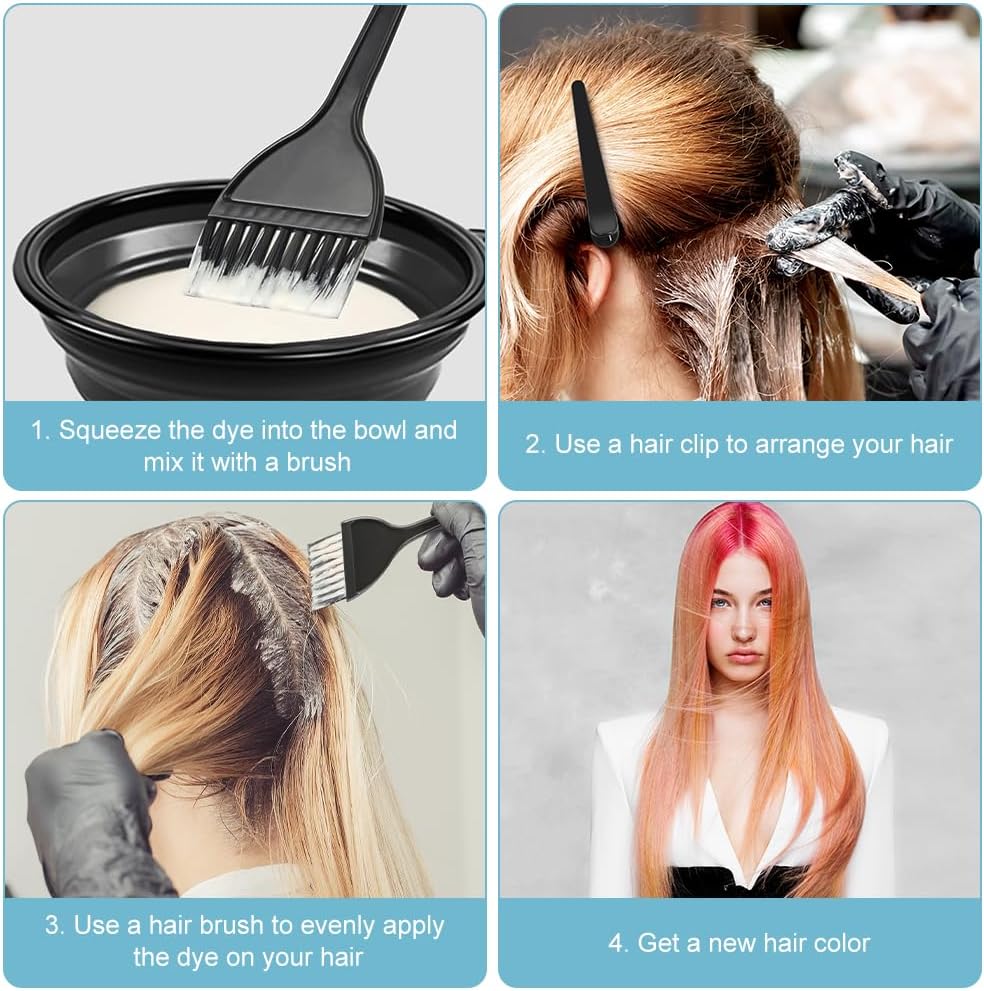 LOPHE 18 PCS Tools for Hair Colouring Kit, DIY Salon Hair Coloring Bleaching Tools Set, Hair Dye Tool Set, Including Hair Dye Bowl, Brush, Earmuffs, Comb, Cape, Shower Cap, Gloves, Hairpins