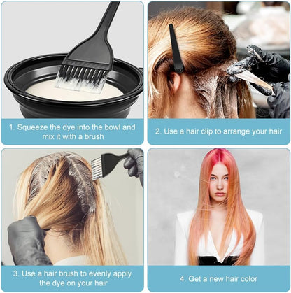 LOPHE 18 PCS Tools for Hair Colouring Kit, DIY Salon Hair Coloring Bleaching Tools Set, Hair Dye Tool Set, Including Hair Dye Bowl, Brush, Earmuffs, Comb, Cape, Shower Cap, Gloves, Hairpins