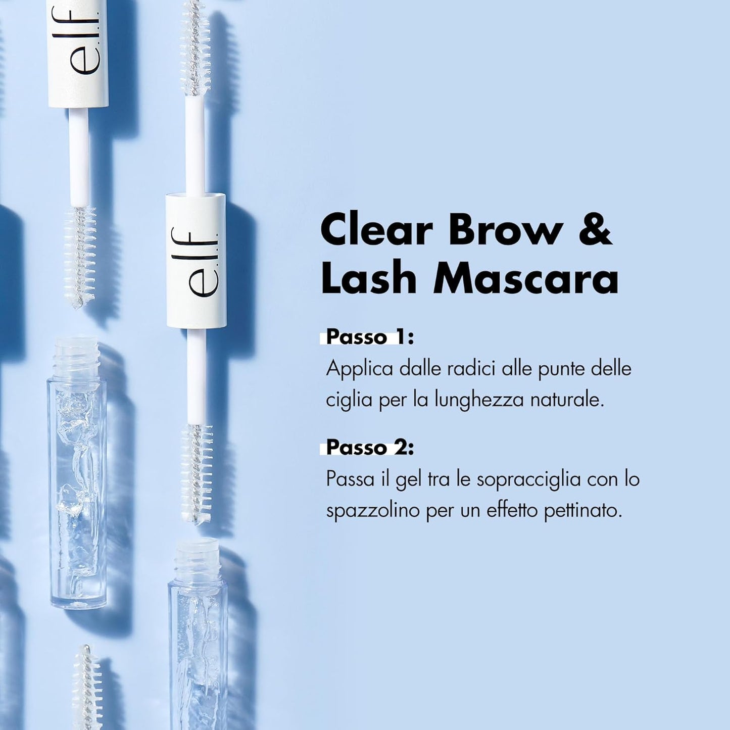 e.l.f. Clear Brow &amp; Lash Mascara, Glossy, Shiny, Lightweight, Easy To Use, Conditions Hairs, Gives Brows Soft Flexible Hold, Compact, All-Day Wear 2.5ml, crystal (clear)