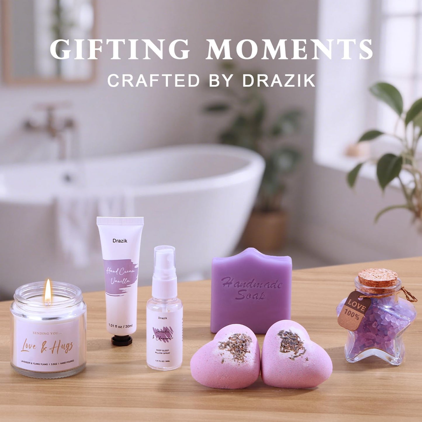 Hug in a Box Pamper Gifts for Women Birthday, Sending Hugs Self Care Package for Her, Relaxation Spa Bath Set Thinking of You Get Well Soon Hamper Present Ideas for Women Best Friend Bestie