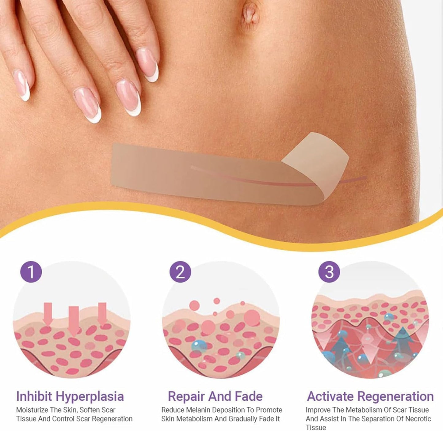 Bostore Hyaluronic Acid Nano Microneedle Repair Tape, Hyaluronic Acid Nano Repair Tape, Bostore Repair Tap, Extra Long Silicone Scar Sheets, Gentle and Skin-Friendly, Daily Care (4pcs)