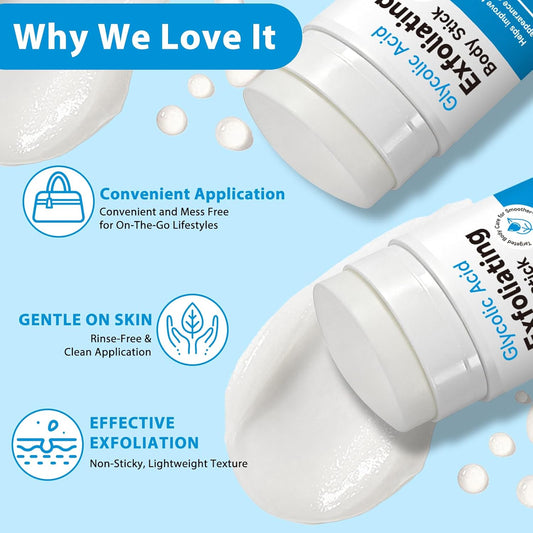 Exfoliating Body Stick with AHA 7% + BHA 0.5% — Smooth &amp; Soft Skin Formula — Solid Non-Messy Texture — With Shea Butter for Nourishing Care — For Arms, Legs, Inner Thighs, Underarms &amp; Rough Areas