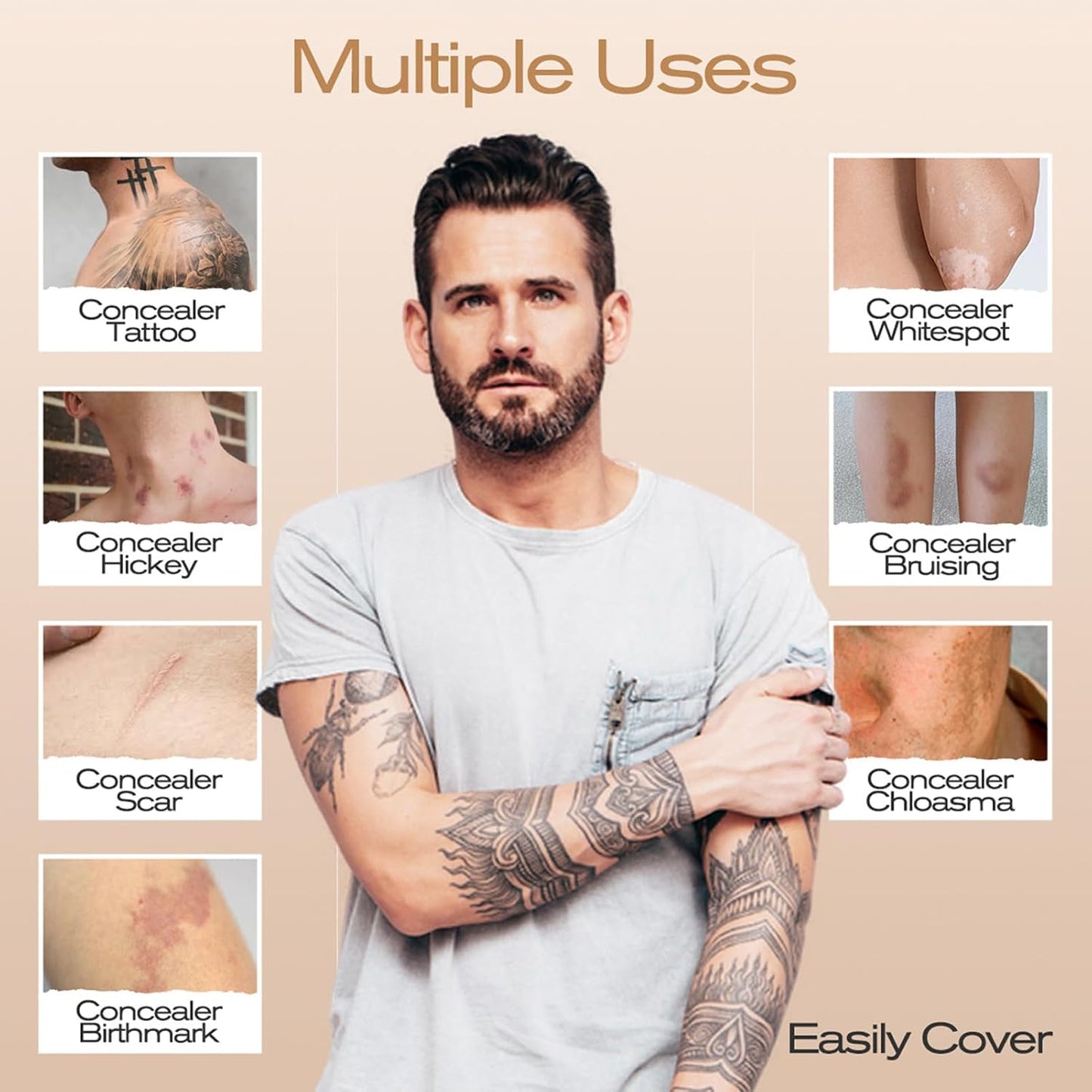 Camouflage Body Makeup - Concealing Lotion for Scars, Blemishes, and Skin Discoloration | Lightweight Waterproof Cream with, Ideal for Parties, Photoshoots, and Everyday Wear