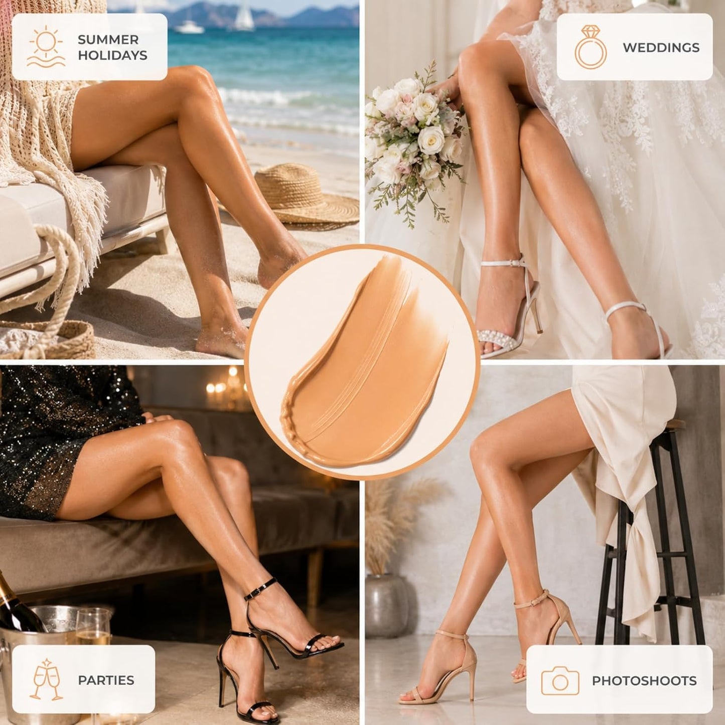 Leg Makeup with Brush, Waterproof Body Makeup for Legs and Body | Natural Warm Beige, Buildable Coverage for Skin, Body Concealer, 100g