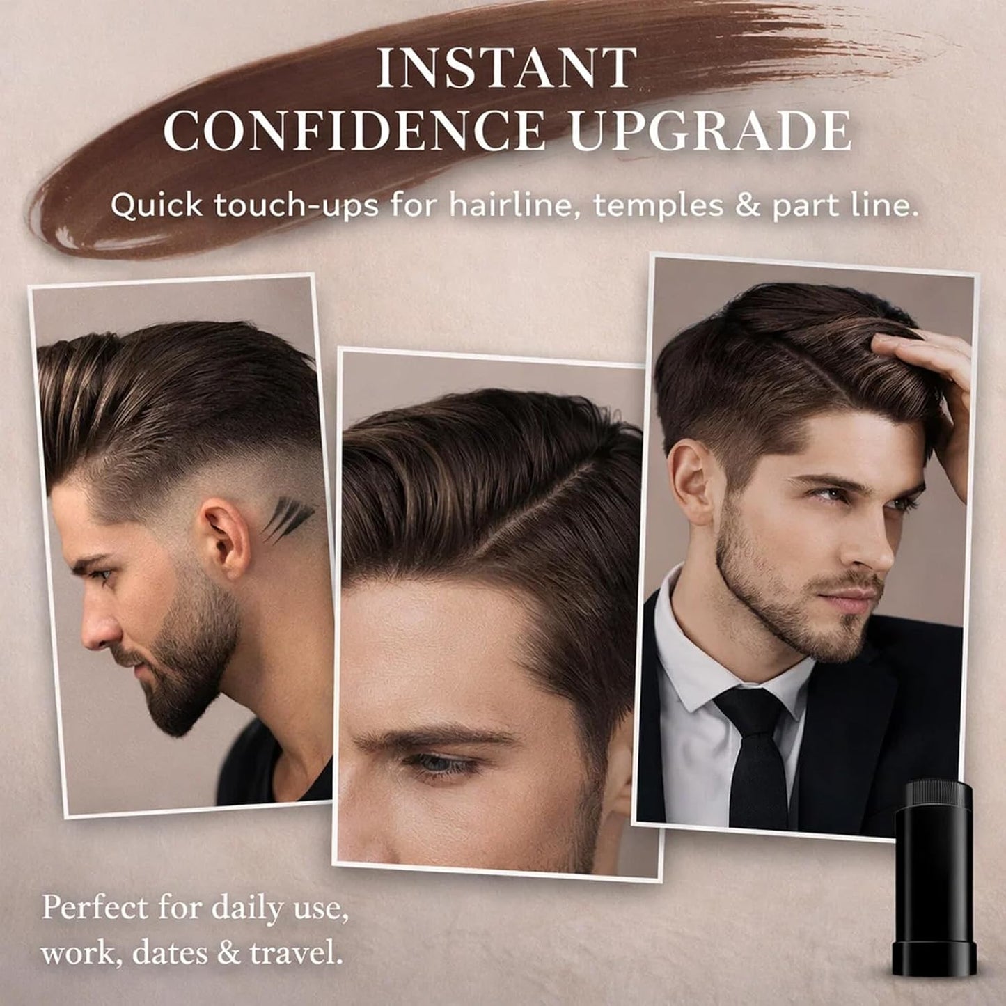 Instant Hair Colour Stick Dye Comb for Root Touch Up and Grey Hair Coverage, Portable Temporary Colour Pen with Built In Natural Toothed Comb, Long Lasting Waterproof Finish for Men and Women (Black)