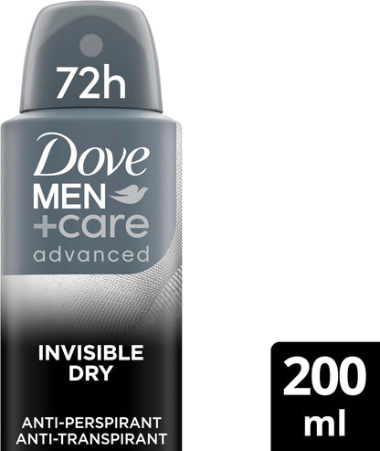 Dove Men+Care Advanced Invisible Dry Anti-Perspirant Aerosol Deodorant Spray with Triple Action technology &amp; ¼ moisturising cream for 72 hour sweat and odour protection 200 ml