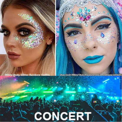 Go Ho 423 Pieces Self Adhesive Face Hair Gems Rhinestones,Body Glitter Eye Gems Diamonds Rhinestones Crystals Hair Jewels Stick on Face Jewels for Festival
