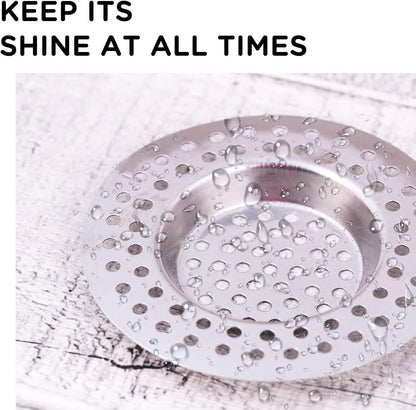 2pcs Kitchen Bathroom Sink Strainer, Stainless Steel Drain Filter, Bath Drain Protector, Shower Drain Cover Hair Trap Catcher Stopper Plug, 2.95 Inch/7.5cm Outer Diameter