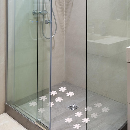 Jagowa 20-Piece Non-Slip Flower Bath Stickers - Slip-Resistant Safety Shower Treads with Self-Adhesive Backing for Flooring and Mat, Protects Against Slips and Falls