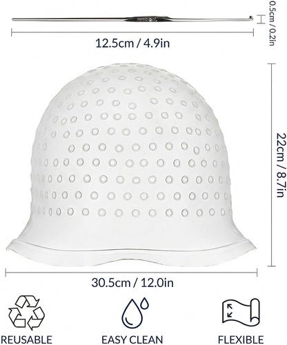 Highlighting Cap - Hair Dye Kit for Bleach Highlights, Reusable Streaking Cap for Home Use