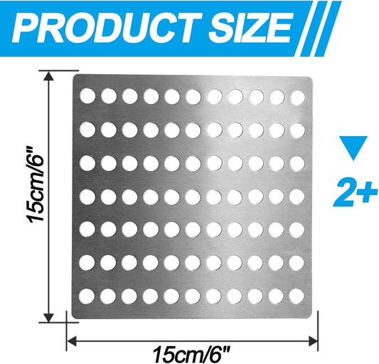 2 Pack Stainless Steel Drain Cover – 15x15cm Square Outdoor Drain Cover with 0.7cm Mesh Holes, Rustproof Drain Guard for Leaves &amp; Debris, Grid Covers for Outside Drains, Garden &amp; Shower Drainage