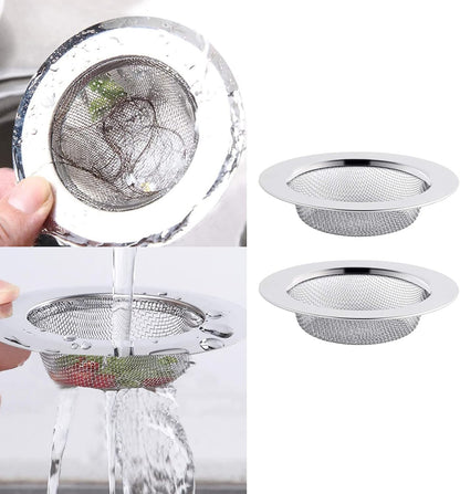 2pcs Stainless Steel Kitchen Sink Strainer Plug,Sink Strainer for Shower,Bathroom Hair Filter Catcher Drain Cover Kitchen Sink Plug Strainer Hole Cover for Bathroom,Kitchen(External Diameter 77mm)