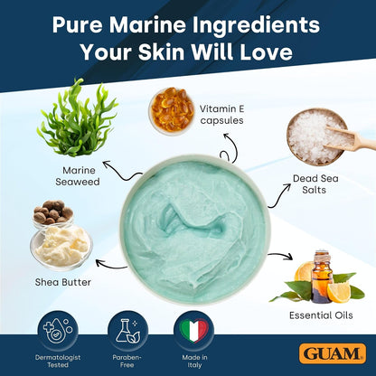 GUAM Anti Cellulite Mud Based Night Cream for Legs &amp; Thighs, 500ml Overnight Body Treatment with Dead Sea Salt, Vitamin E &amp; Seaweed for Smoother Looking, Firmer Feeling Skin Care by Morning