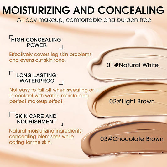 Body Makeup for Legs 100ml, Leg Makeup Waterproof No Transfer, Leg Makeup to Cover Veins, Body Concealer for Legs with Brush, Even out Skin Tone, Long-lasting(01#Natural White）