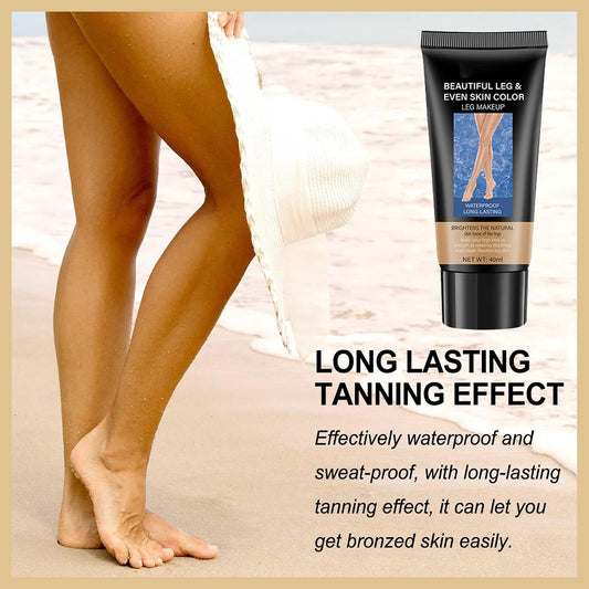 Leg Makeup Cover Veins Concealer with Self Tan Brush Instant Tan Kit - BRONZE - Lightweight Full Coverage for Legs and Body Tattoo Bruise Scar Concealers, Water Resistant No Transfer Easy to Apply