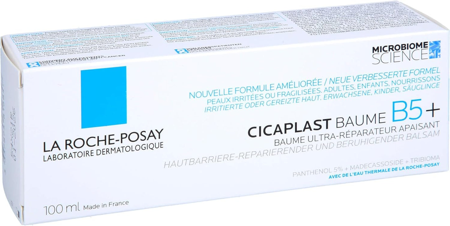 La Roche-Posay Cicaplast Baume B5+, Multi-Purpose Ultra-Repairing Soothing Balm, Skin Barrier Repair, Panthenol, Madecassoside, Prebiotic Tribioma for Irritated Sensitive Skin, 100ml