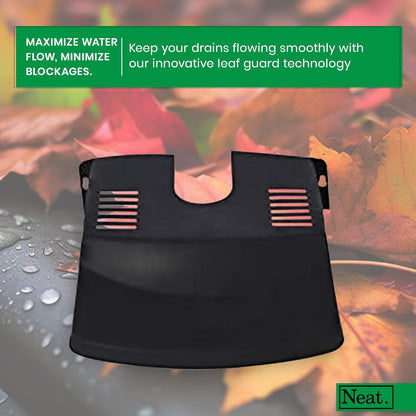NEAT 2-Pack Black Plastic, Keep Your Drains Clear &amp; Tidy - Outdoor Drain Cover Protector, Stops Leaves, Gutter Guard, Outside Grid Covers, Barrier Tidy, Includes Manhole Cover &amp; Drain Guards
