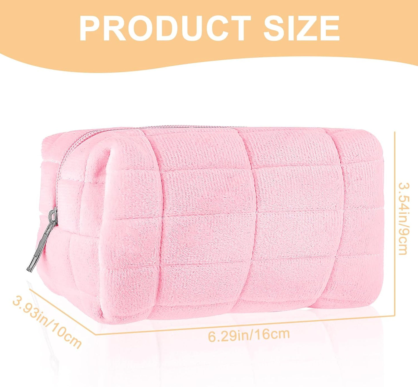 Sibba Makeup Bag Small Zippered Toiletry Organizer Make Up Travel Traveling Cosmetic Storage Case Skincare Cute Fluffy Polyester Purse Brush Set Pouch Daily Essentials Bathroom Display Womens
