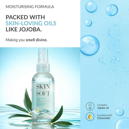 4 x Avon SKIN SO SOFT Original Dry Oil Body Spray (THE ONE MOSQUITOES &amp; OTHER BUGS DON'T LIKE)