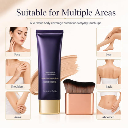 All in One Body Coverage Perfector - Leg Makeup Waterproof No Transfer - Body Concealer Cream and Brush for Legs, Arms Buildable Coverage, Visible Veins &amp; Tattoo Cover Up, Even Skin Tone