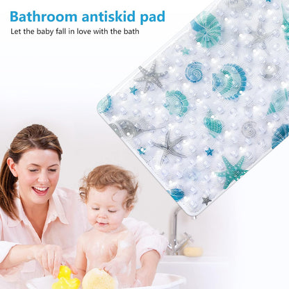 OTHWAY Baby Bath Mats Non Slip Children's Bath Mat Anti Mould Baby Bathtub Mat Safety Toddlers and Nippers Bathroom Shower Tub Mats with Suction Cups, Bath Mat Anti Slip 39 x 71cm Clear Sea Creature