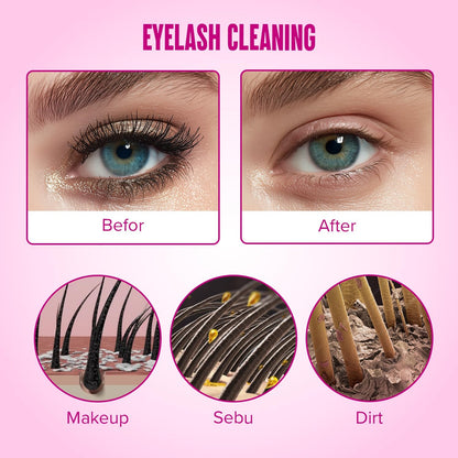 Lash Shampoo 50ml Kit by STACY LASH Foaming Cleanser with Eye Lash Spoolies &amp; Rinse Bottle &amp; Cleansing Pad &amp; Brush for Eyelash Extensions &amp; Clusters &amp; Natural Eyelashes