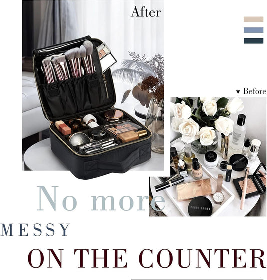 Joligrace Makeup Bag Cosmetic Case Vanity Travel Beauty Box Make Up Train Case Hairdressing Tools Organiser with Adjustable Compartment Oxford Fabric