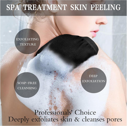 URAQT Exfoliating Gloves, 3 Pack Body Scrub Glove Bath SPA Exfoliating Mitts, Dual-Sided Deep Clean Exfoliation Scrubbing Mitt, Dead Skin Remover Glove Deep Body Scrubber（White+Pink+Black）