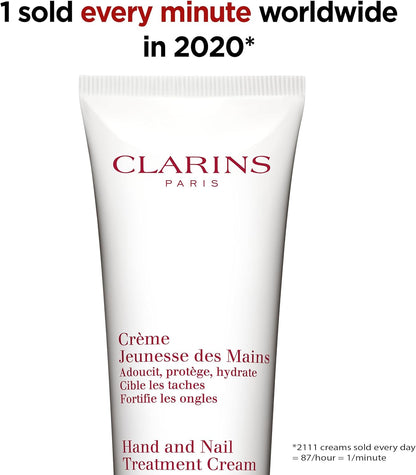 Clarins Hand &amp; Nail Treatment Cream 100ml | Nourishing Moisturiser for Dry Hands &amp; Strengthening Nails | Anti Aging | Non Greasy