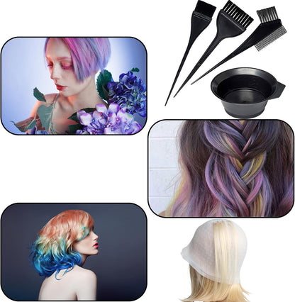 6 Pcs Silicone Highlight Cap Kit Highlight Caps with Coloring Hair Hook Hair Dye Cap Kit highlight cap and hook kit with Hair Coloring Brushes and Needle highlighting cap highlighting kit