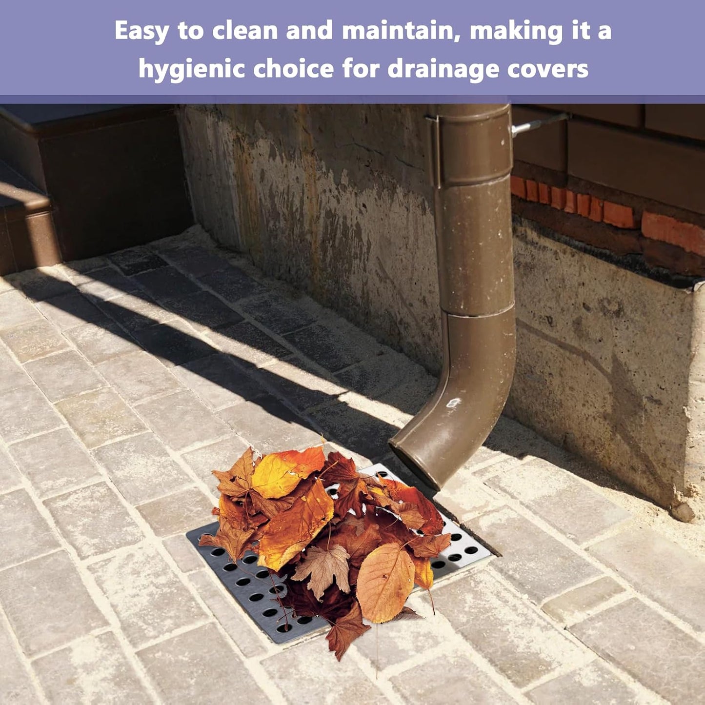 2Pack Steel Rustproof Square Drain Covers - Mesh Drainage Covers with Stainless Steel Swirl Design for Shower &amp; Garden Leaf Guard