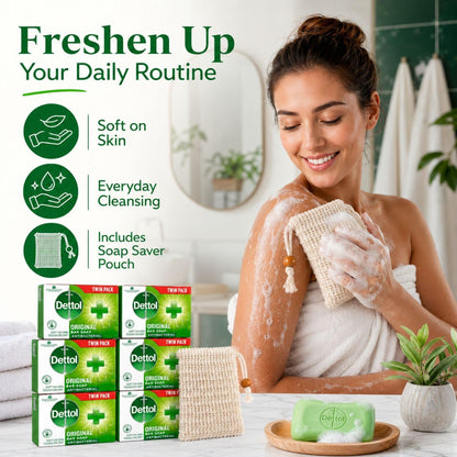 Dettol Soap Original Antibacterial Bar - 4 Twin Pack, 8 x 100g Antibacterial Hand &amp; Body Soap Bar – Disinfects and Kills 99.99% of Germs, Ideal for Handwashing and Cleansing
