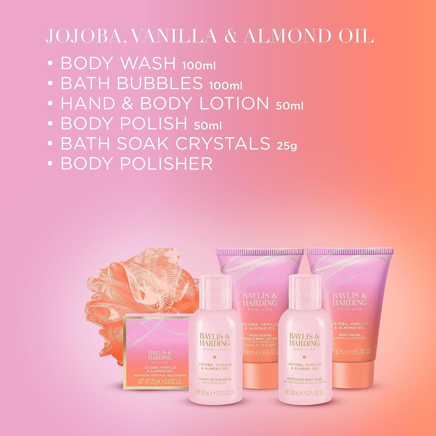 Baylis &amp; Harding Jojoba, Vanilla &amp; Almond Oil Luxury Pamper Present Gift Set - Vegan Friendly